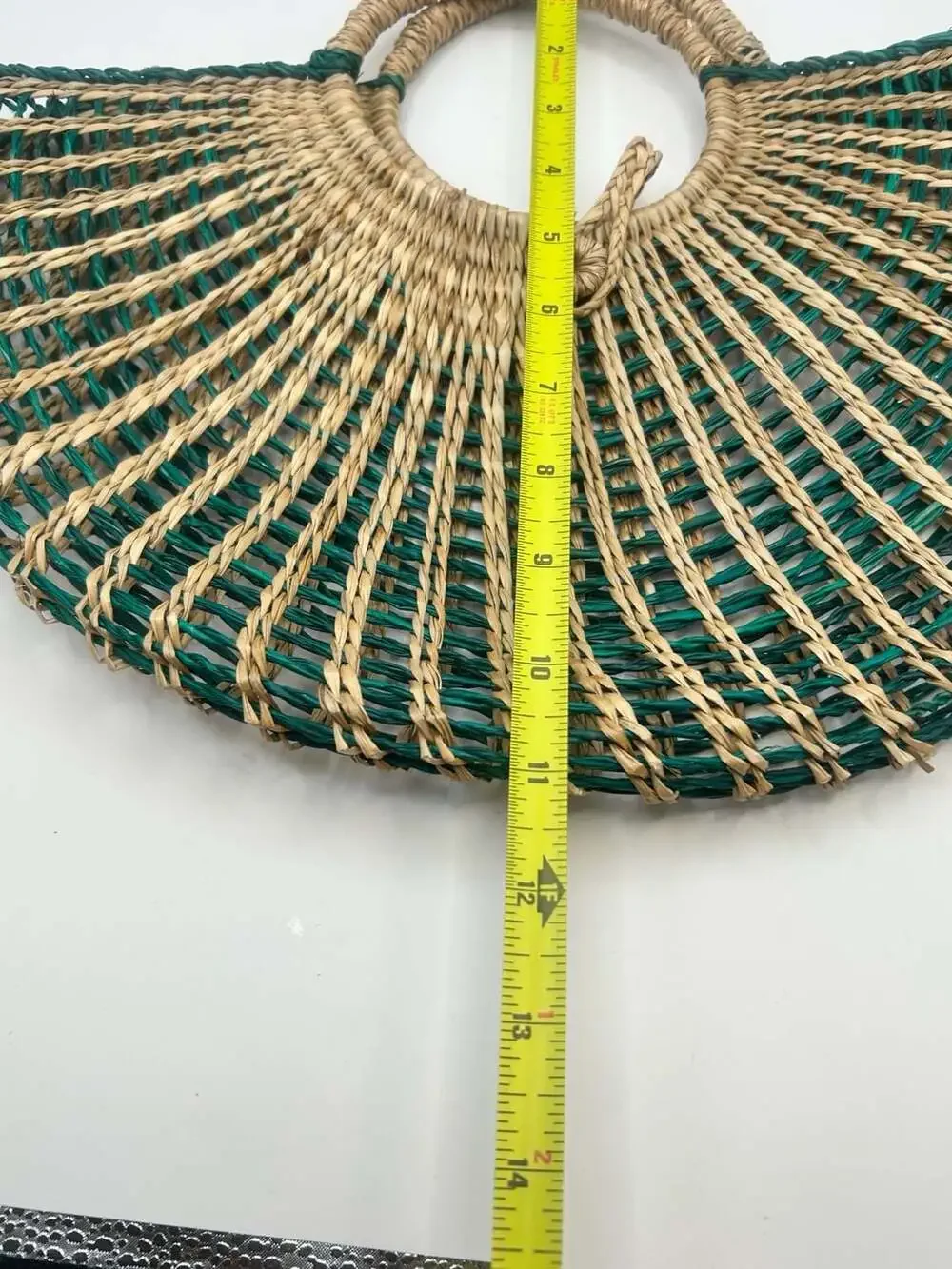 Two-Tone Woven Straw Top Handle Bag - Picture 4 of 5